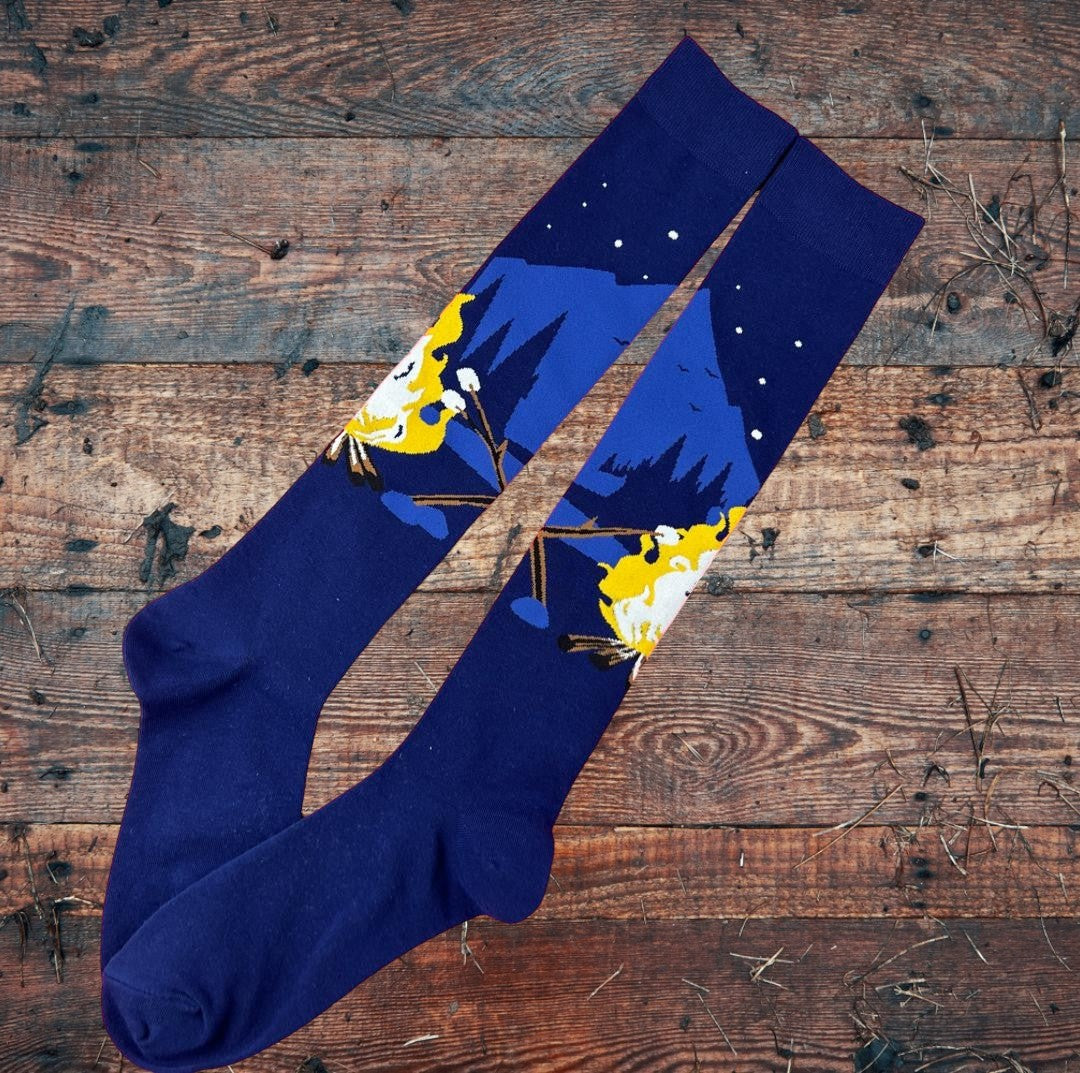 Feu et guimauves - Chaussettes aux genoux