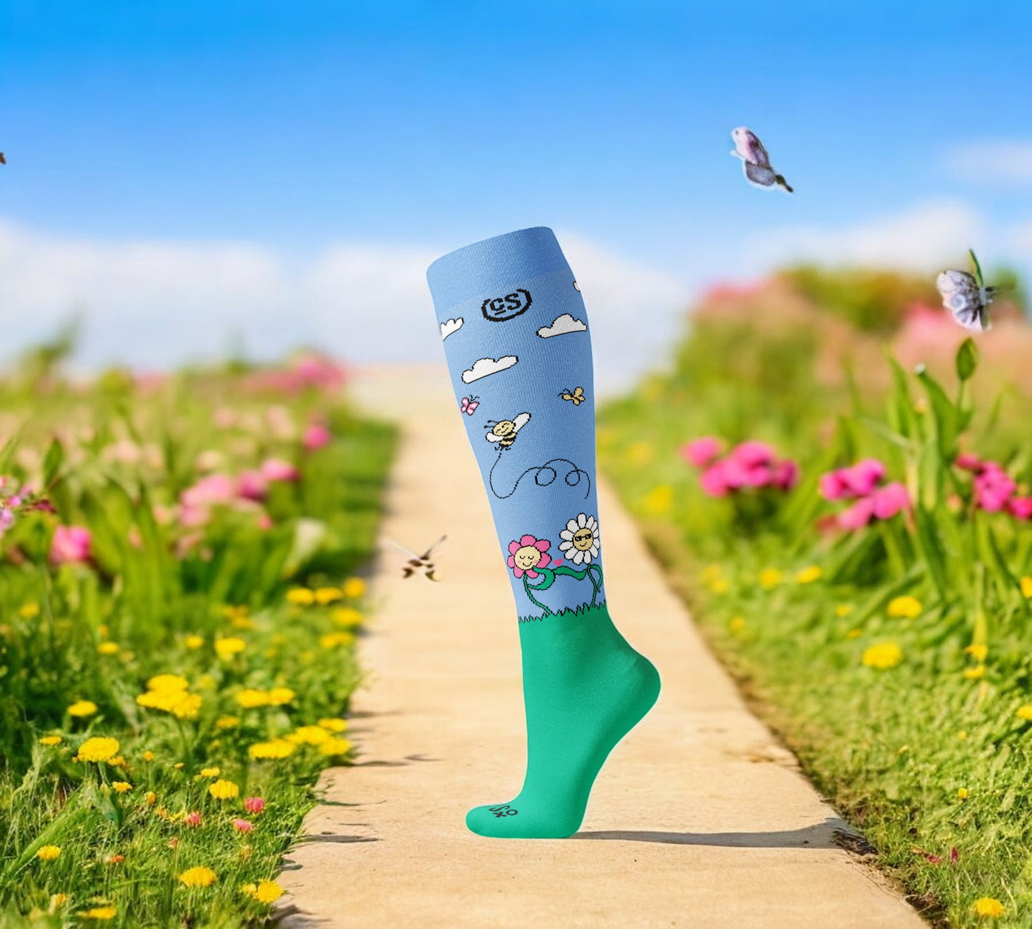 Fleurs du printemps - Chaussettes aux genoux
